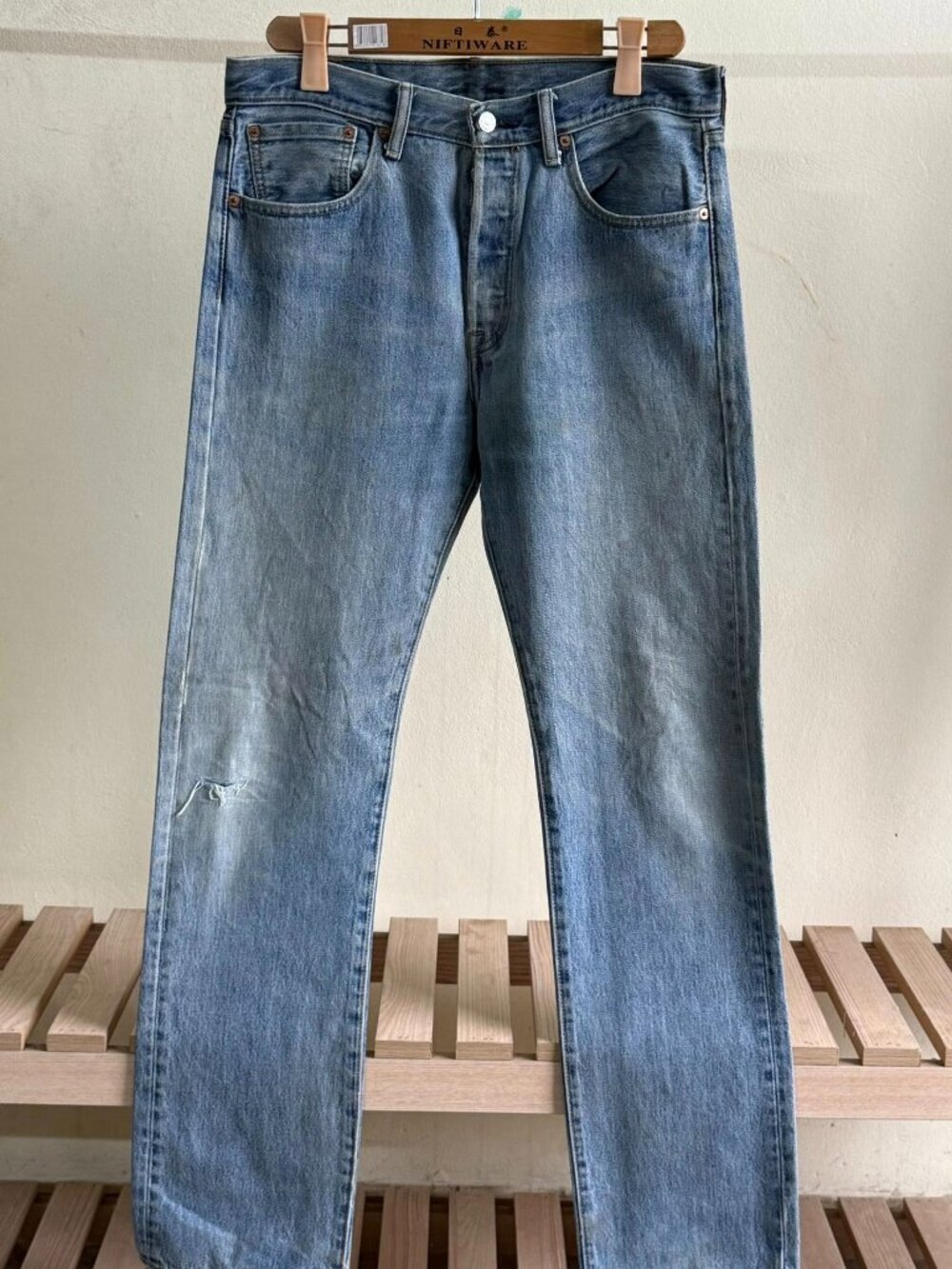 Vintage Button Fly Straight Leg Jeans - Picture 3 of 4